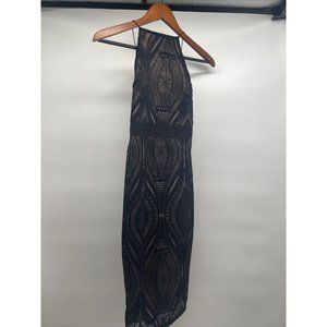 Lipsy London Dress Womens 0 / XS Black Y2K Whimsigoth Lace  Overlay Midi Halter